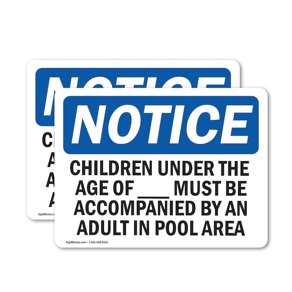 Signmission Children Under The Age Of Pool Spa, 14 in W x Rectangle, Vinyl Decal OS-2PACK-NS-D-1014-L-15340 - main
